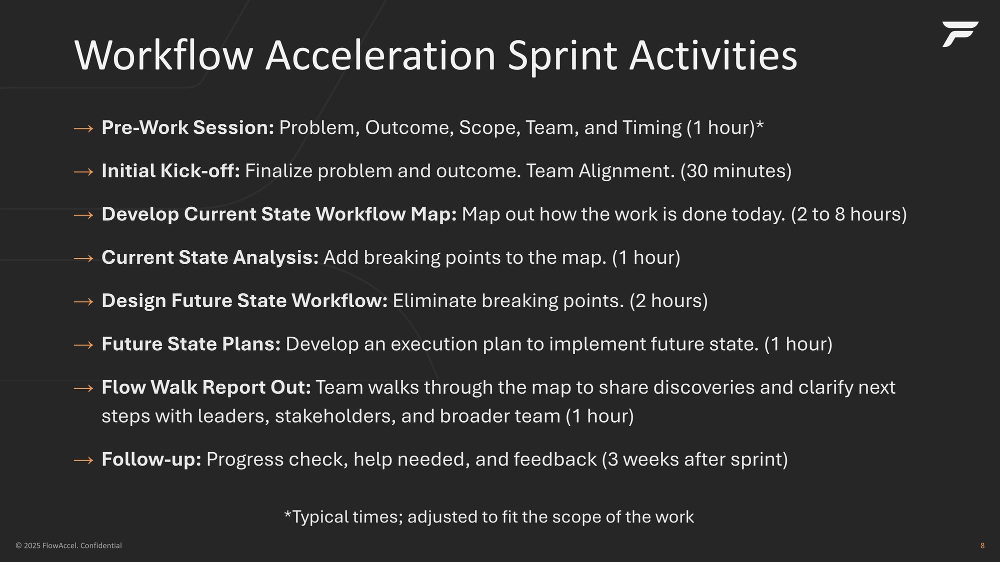 Workflow Acceleration Sprint Activities